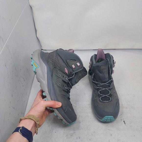 Hoka One One Grey Blue Kaha 2 GTX Waterproof Hiking Boot Size US 9.5 EU 42 WOMEN - Picture 1 of 9
